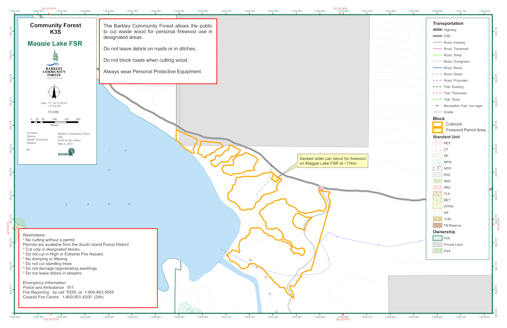 K3S Maggie Lake FSR Firewood Map